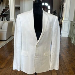 Men’s white linen pants suit size 38S sport coat and pants 32 waist 32 long